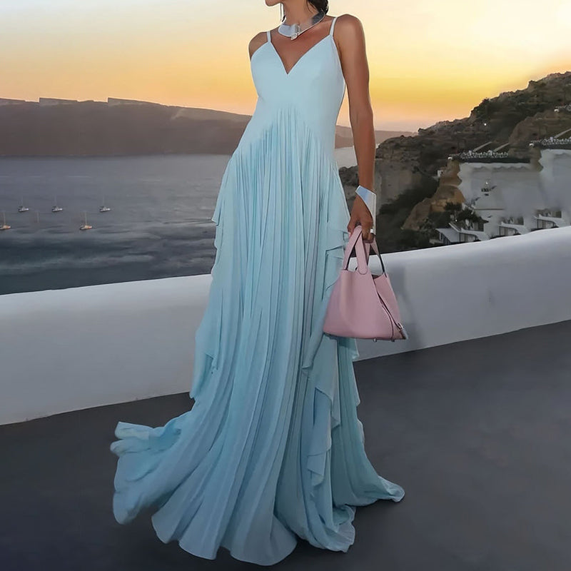 Cardydony Dynamic Multi-layered Pleated Party Maxi Dress