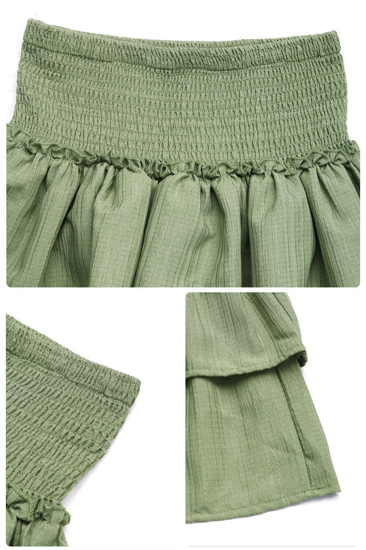 Cardydony Women's Smocked Ruffle Mini Skirt | High-Waist Layered Skirt