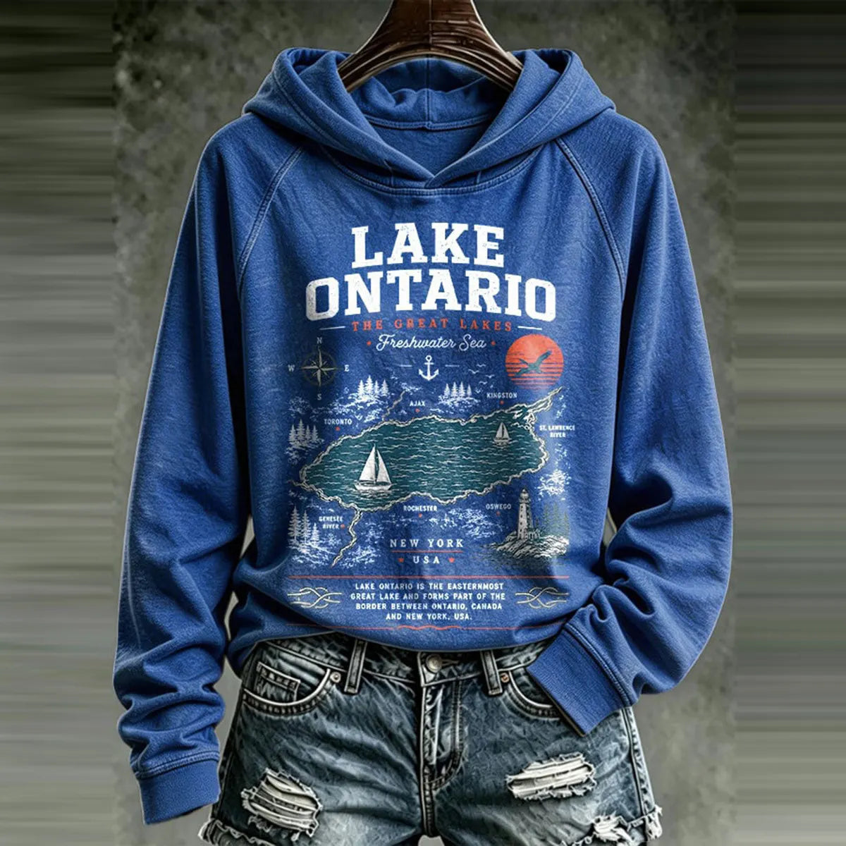 Cardydony Women's Lake Ontario Printed Casual Hoodie