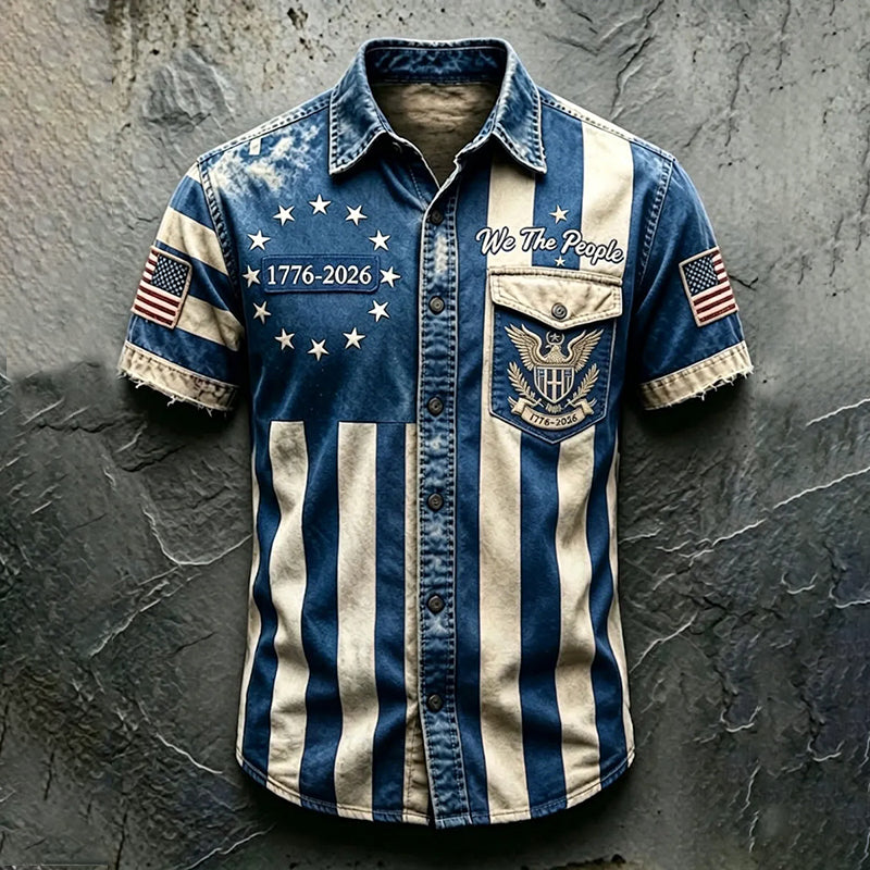 Cardydony Men's Anniversary National Print Shirt