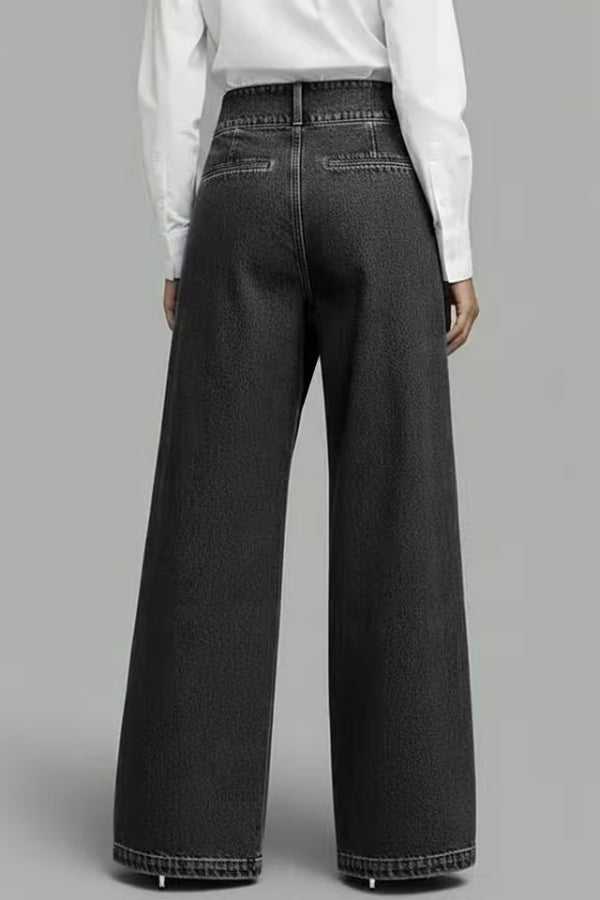 Cardydony Women's Stylish High-waisted Crossover Placket Pocket Casual Jeans