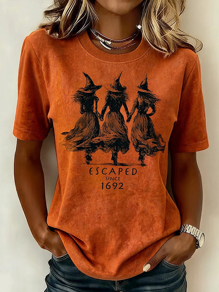 Cardydony Women's Retro Halloween Print Casual T-shirt