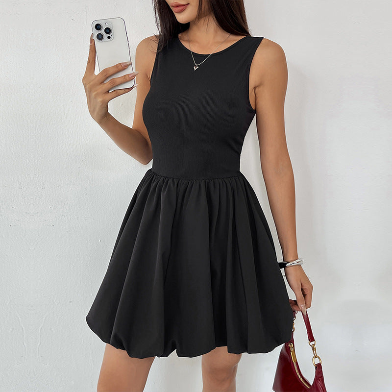 Cardydony Women's Black Sleeveless Mini Dress | Flattering A-Line Fit & Flare