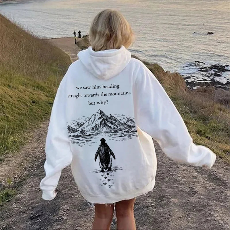 Cardydony Nihilism Penguin But Why Graphic Comfy Hoodie