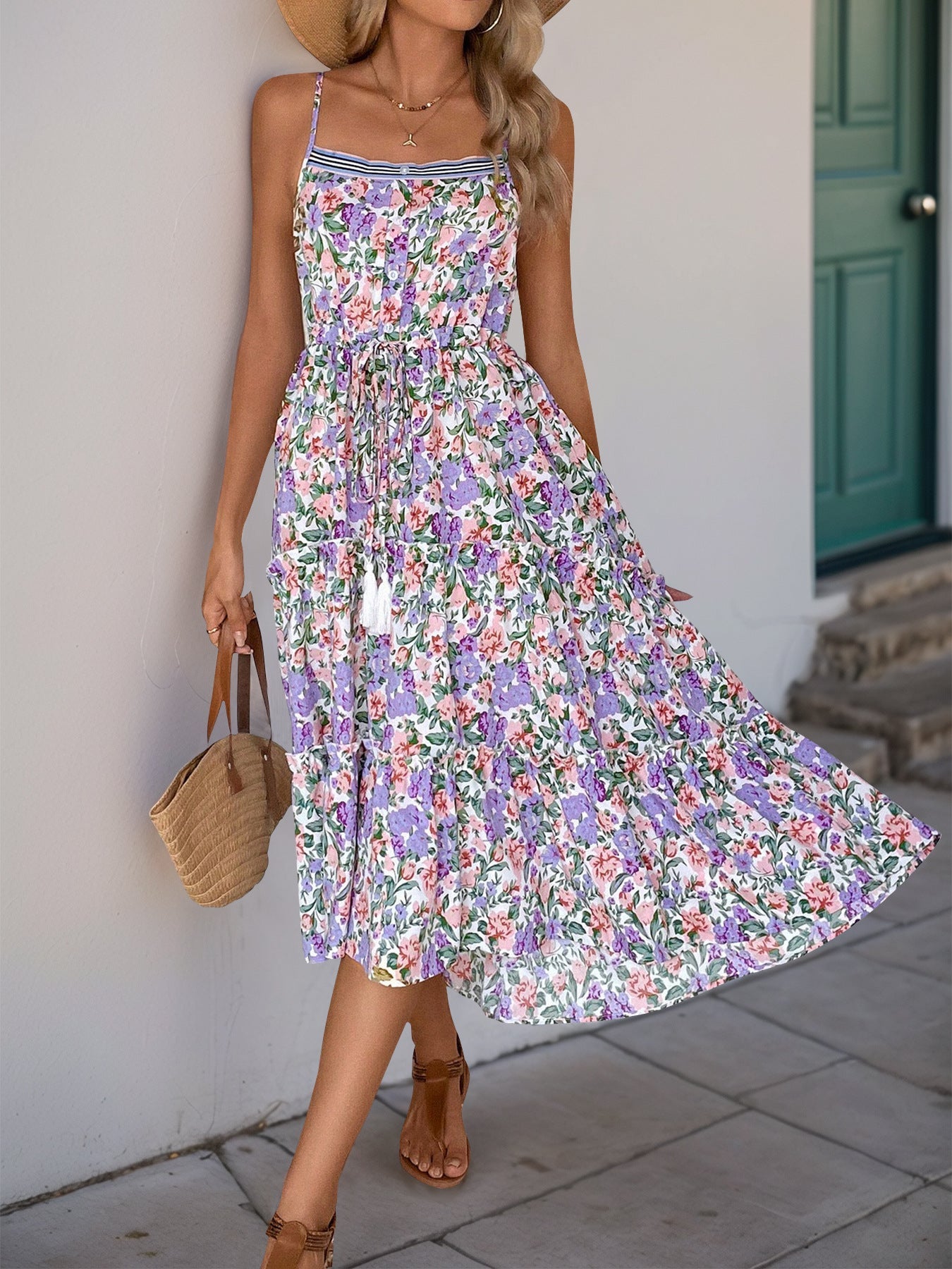 Cardydony Women's Floral Print Midi Dress | Boho Sleeveless Summer Dress