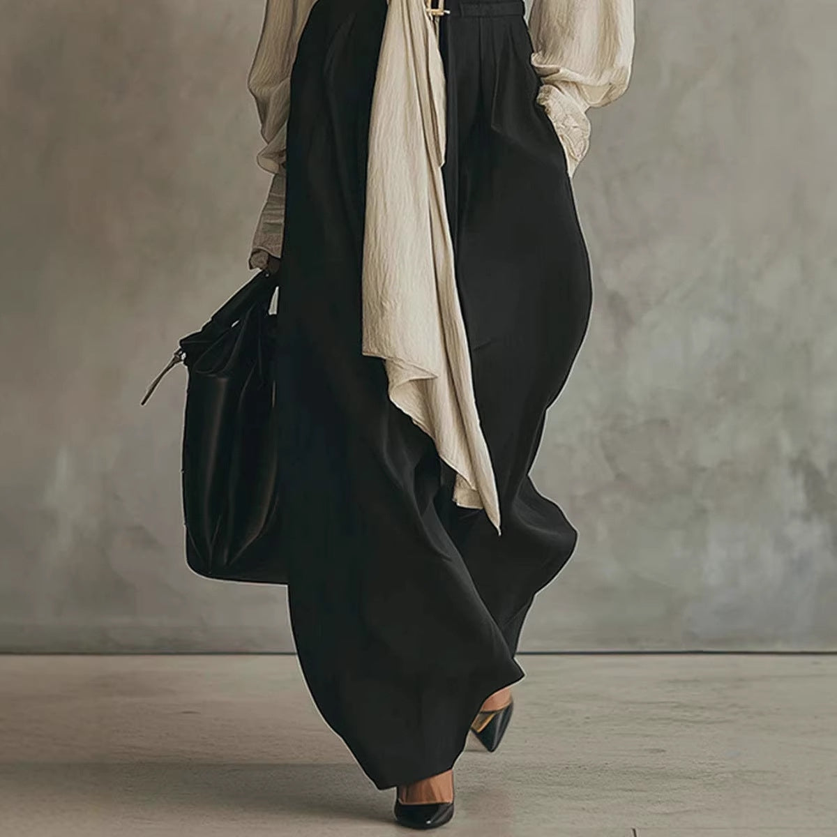 Cardydony Women's Shirt And Drapey Wide-leg Pants Two-piece Set