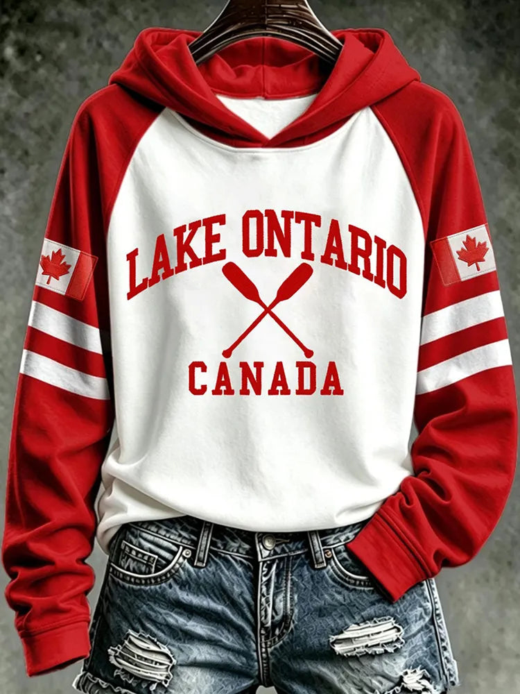 Cardydony Women's Lake Ontario Printed Casual Hoodie