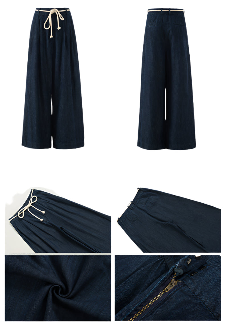 Cardydony Women's Y2K Drawstring Denim Wide Leg Jeans | Streetwear Pants Women Oversized Fit