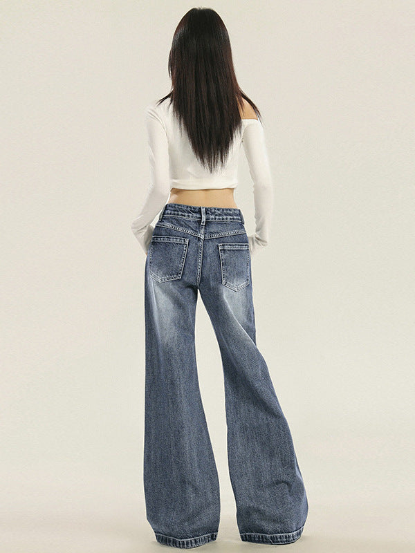 Cardydony Women's Low Rise Flared Jeans | Y2K Light Wash Vintage Denim for Women