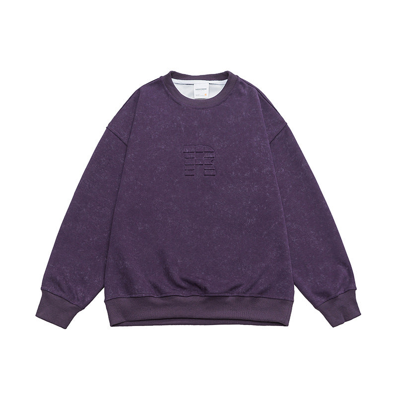 Cardydony Embossed Vintage Wash Cotton Blend Sweatshirt