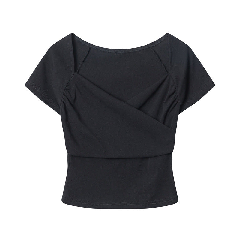 Cardydony Women's Elegant Wrap-Style V-Neck Crop Top