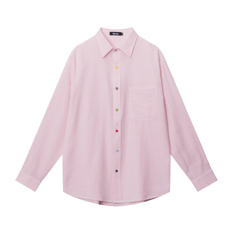 Cardydony Women's Relaxed Fit Oversized Striped Button-Up Shirt with Classic Charm