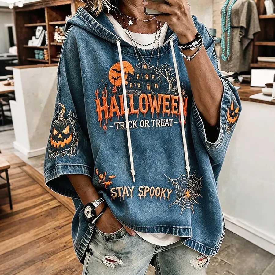 Cardydony Women's Halloween Printed Art Print Hooded
