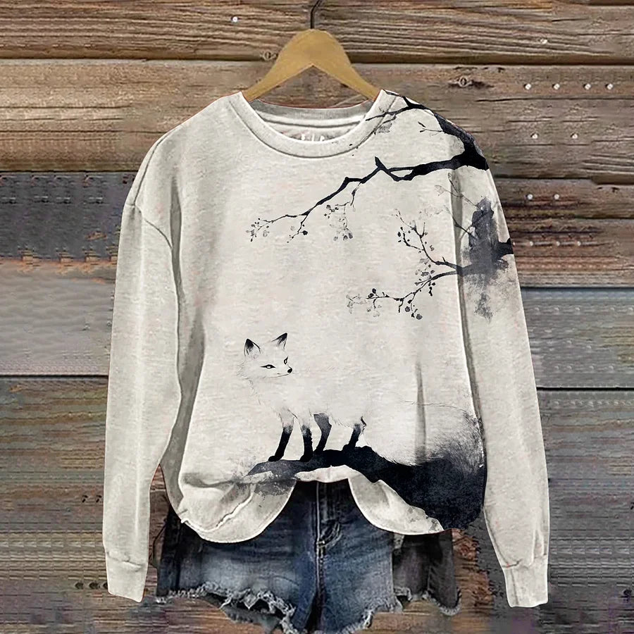 Cardydony Japanese Fox Art Pattern Women's Casual Sweatshirt