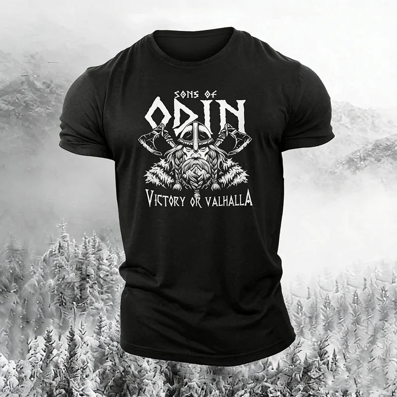Cardydony Men's Retro Viking Print Casual T-shirt