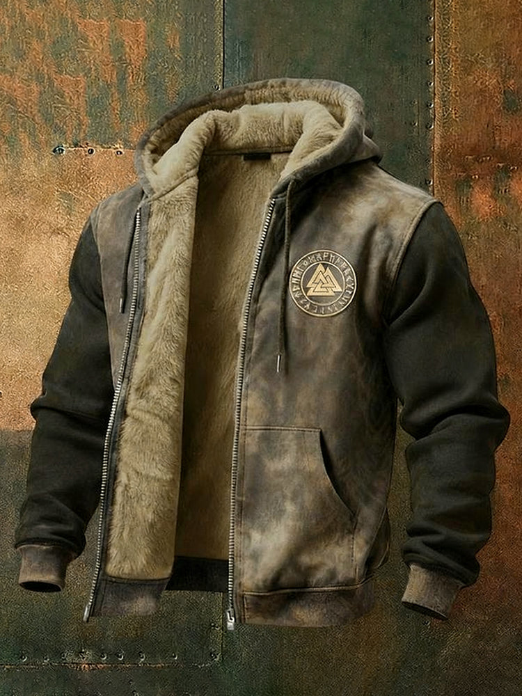 Cardydony Men's Viking Style Nordic Vegvisir Pattern Zipper Jacket