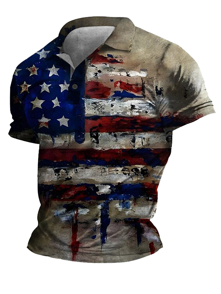 Cardydony Men's America's 250th Anniversary Print Polo Shirt