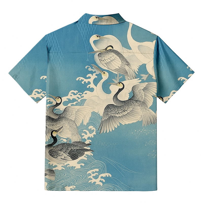 Cardydony Japanese Vintage Kimono Aloha Button-up Shirt