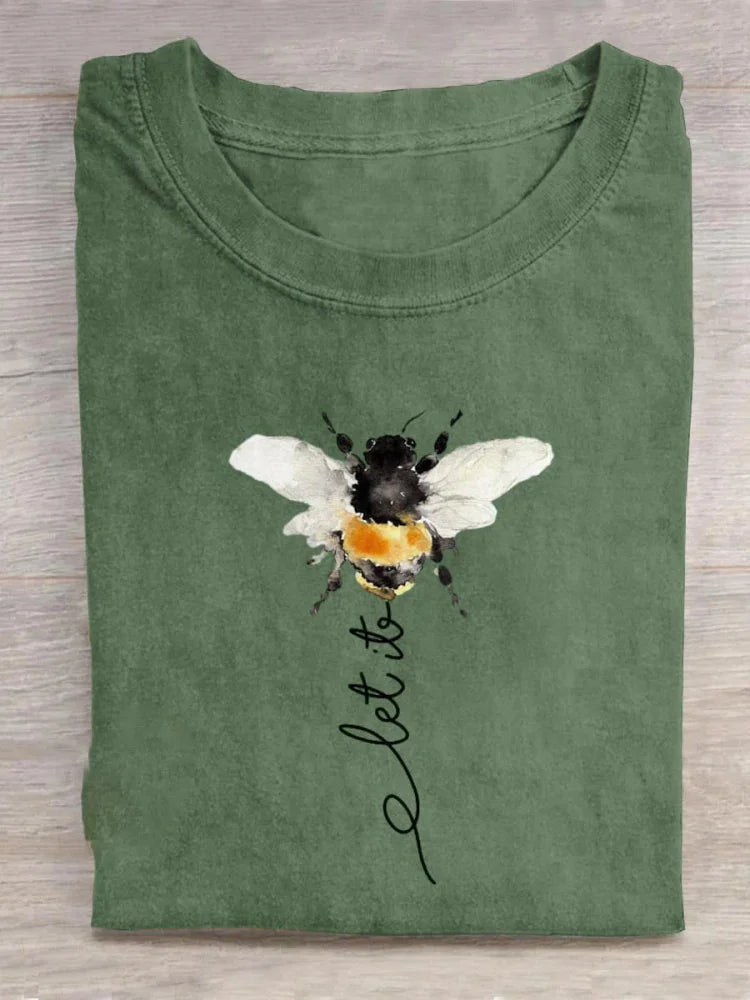 Cardydony Let It Bee Art Print Casual Cotton T-shirt
