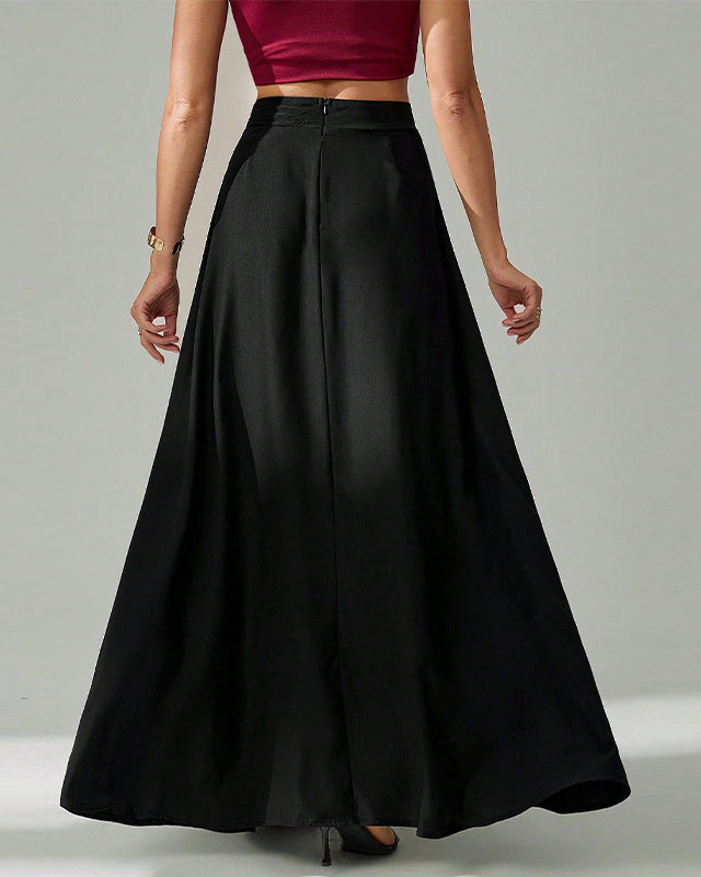 Cardydony Women's Essential High-Waist Black Long Skirt – Flowy A-Line Fit
