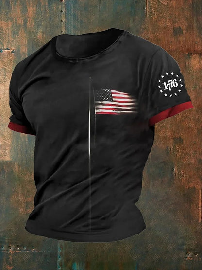 Cardydony Men's We The People 1776 America Flag Independence Day Casual Tee