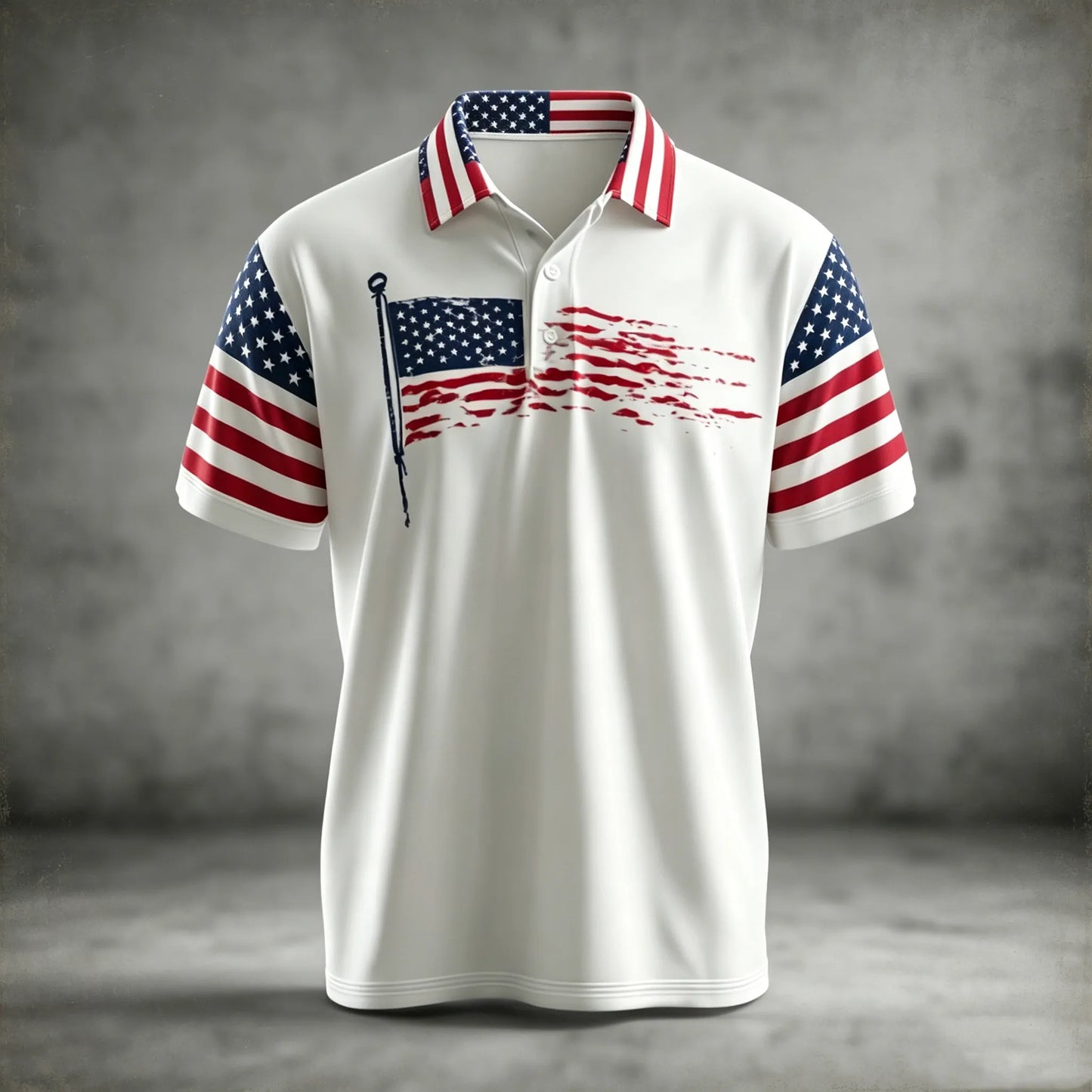 Cardydony Men's Simple Polo Shirt With American Flag Print 1
