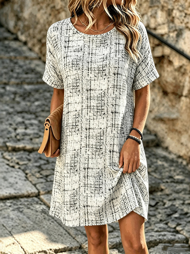 Cardydony Women's Geometric Striped Art Pattern Casual Dress
