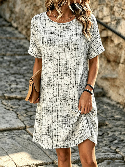 Cardydony Women's Geometric Striped Art Pattern Casual Dress