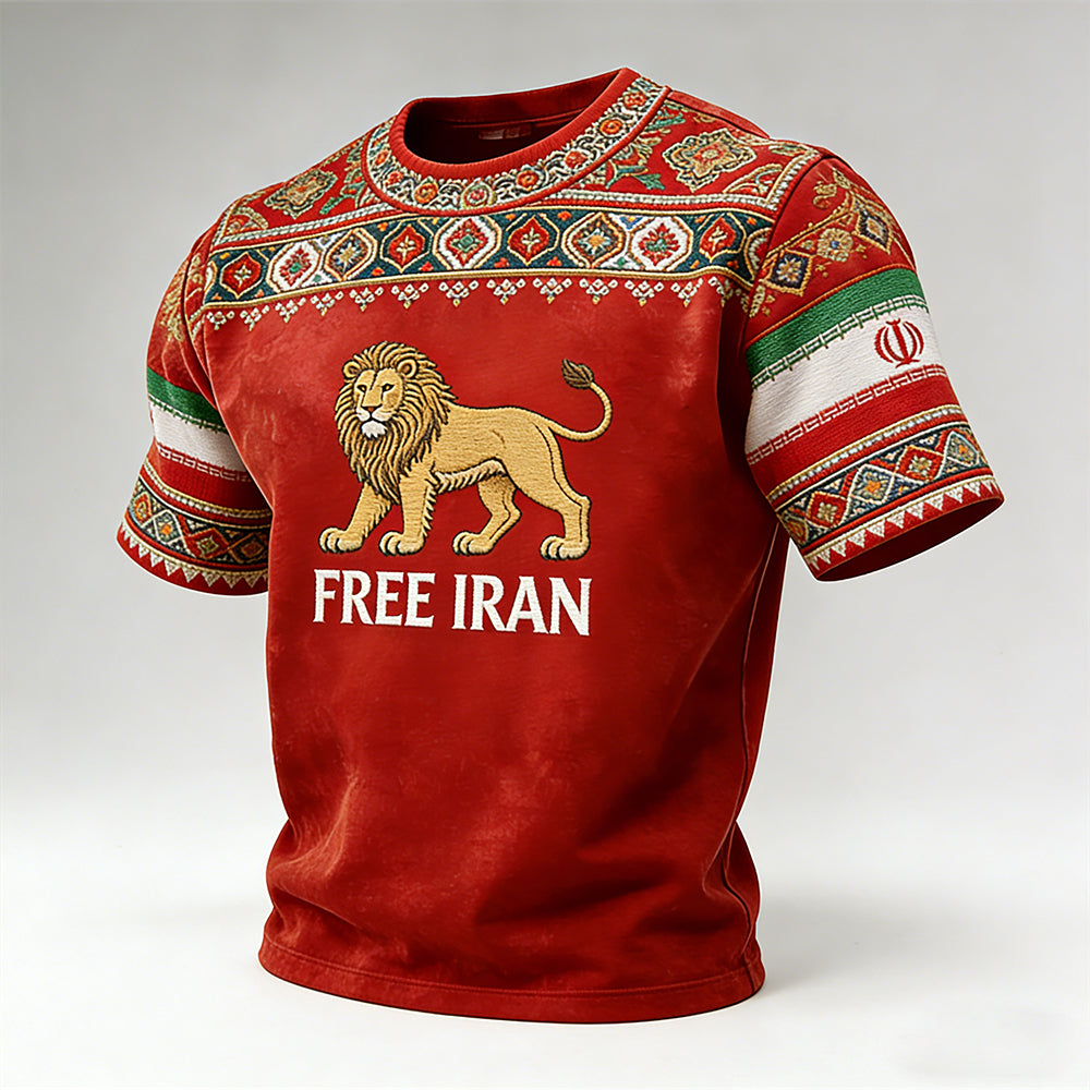 Cardydony Retro Iranian Persian Lion Flag Slogan Crew Neck Sweatshirt