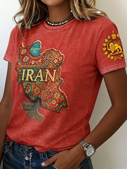 Cardydony Vintage Iran Persian Pattern Map Washed T Shirt