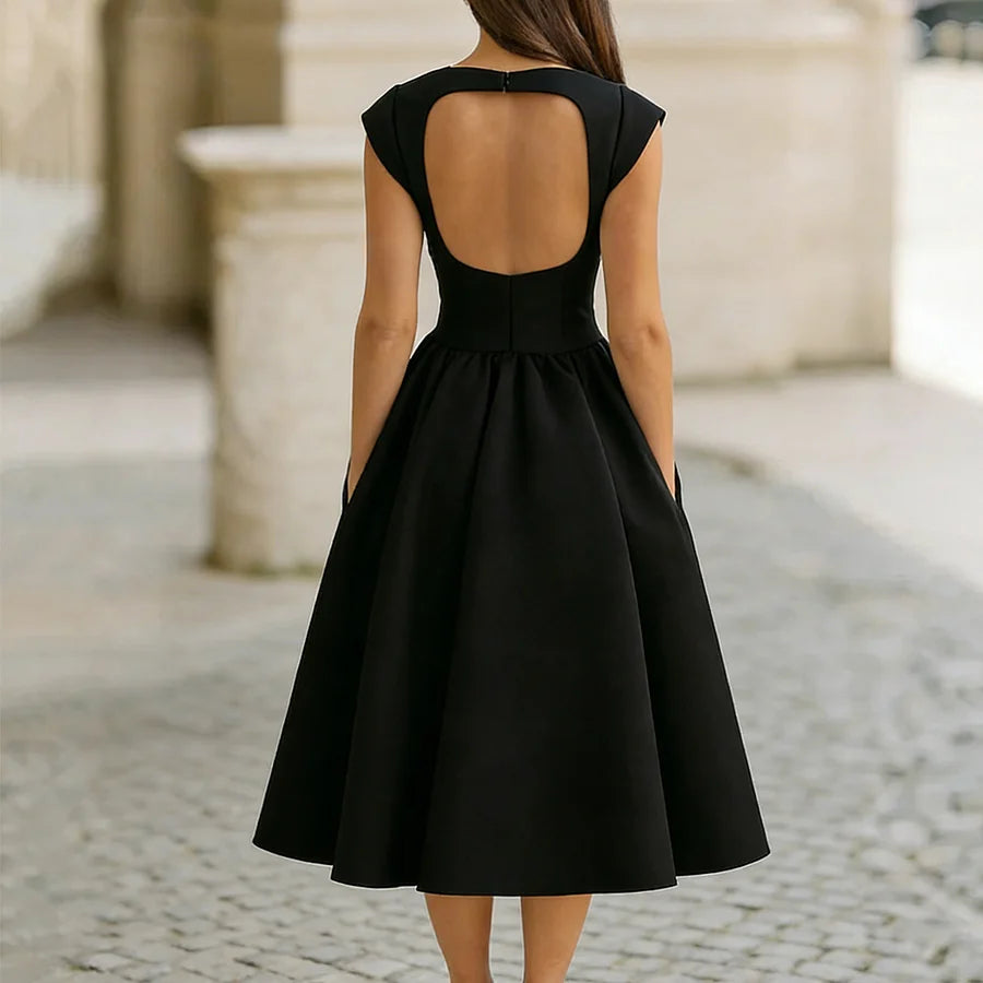 Cardydony Classy Wide Skirted Backless Maxi Dress