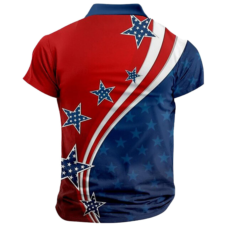 Cardydony Men's Retro America's 250th Anniversary Print Polo Shirt