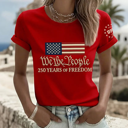 Cardydony Women's American 250th Anniversary Print T-shirt