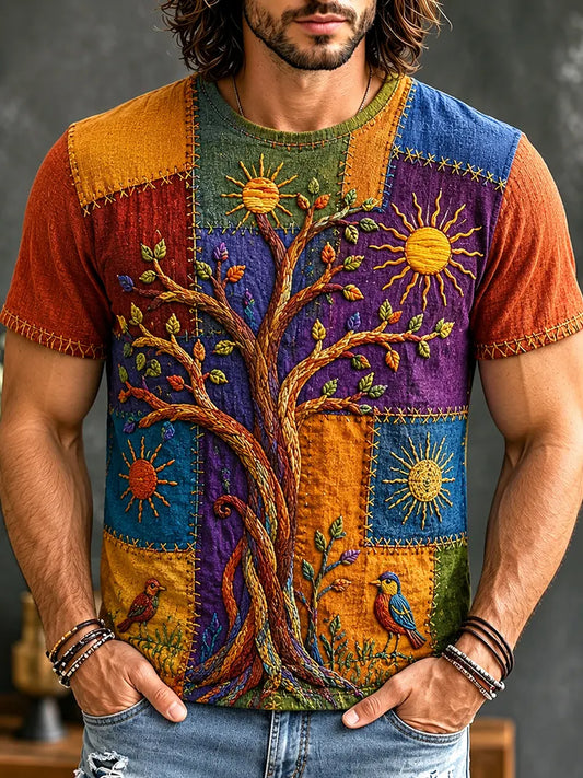 Cardydony Men's Vintage Hippie Art Short Sleeve Casual T-shirt