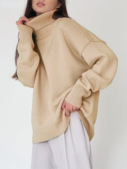Cardydony Women's Chunky Knit Oversized Ribbed Turtleneck Sweater
