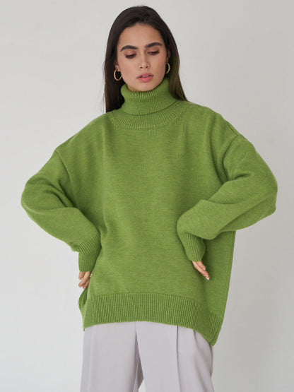 Cardydony Women's Chunky Knit Oversized Ribbed Turtleneck Sweater