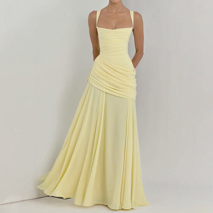 Cardydony Elegant Solid Color Waistless Backless Fishtail Dress