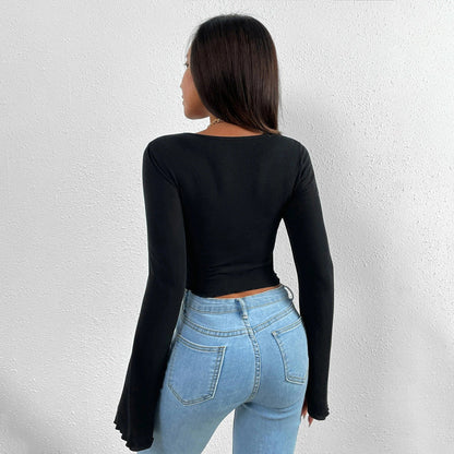 Cardydony Women's Elegant Ruched Long Sleeve Blouse