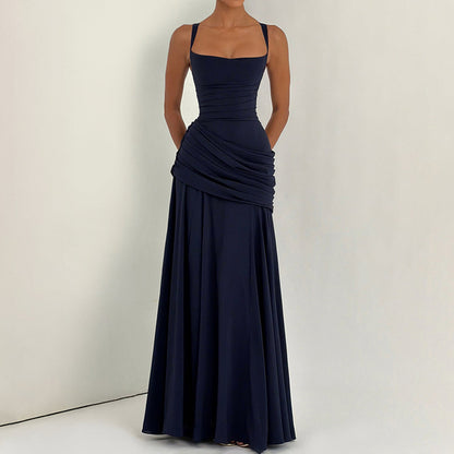 Cardydony Elegant Solid Color Waistless Backless Fishtail Dress