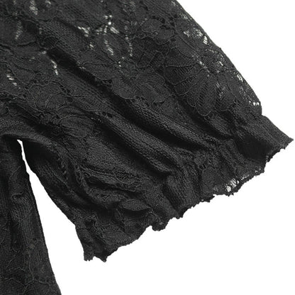 Cardydony Women's Women's Lace Button Blouse | Short Sleeve V-Neck Top