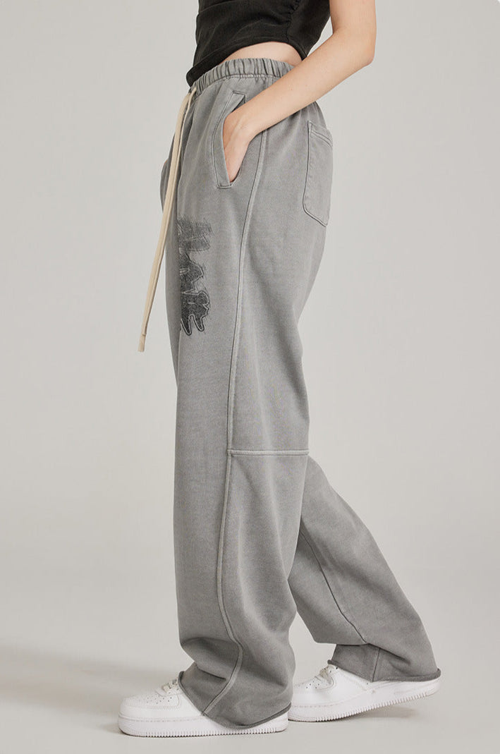 Cardydony Women's Washed Effect Wide-Leg Pants