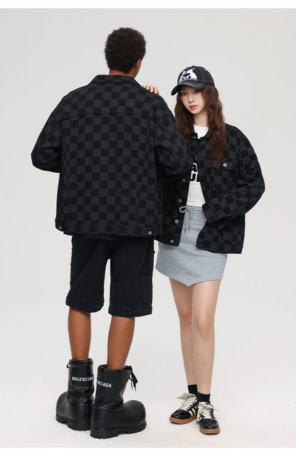 Cardydony Checkered Print Utility Jacket