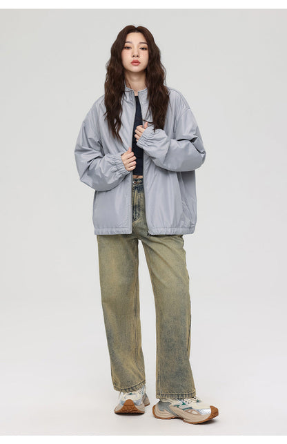 Cardydony Oversized Balloon Sleeve Bomber Jacket