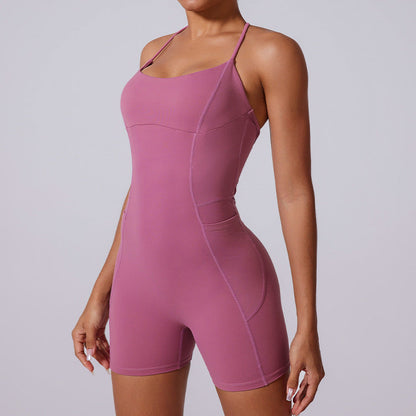 Cardydony Women's Strappy Back One-Piece Romper - Sleek and Supportive