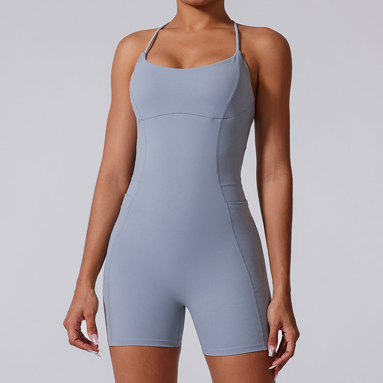 Cardydony Women's Strappy Back One-Piece Romper - Sleek and Supportive