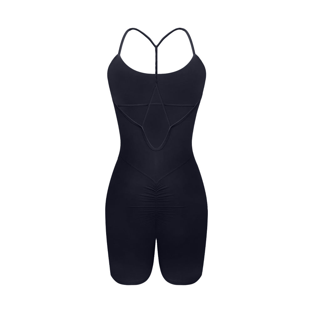 Cardydony Women's Strappy Back One-Piece Romper - Sleek and Supportive