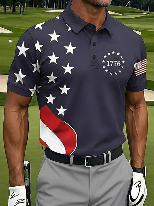 Cardydony Men's Us America 250 Year Anniversary Veterans Day Print Polo Shirt