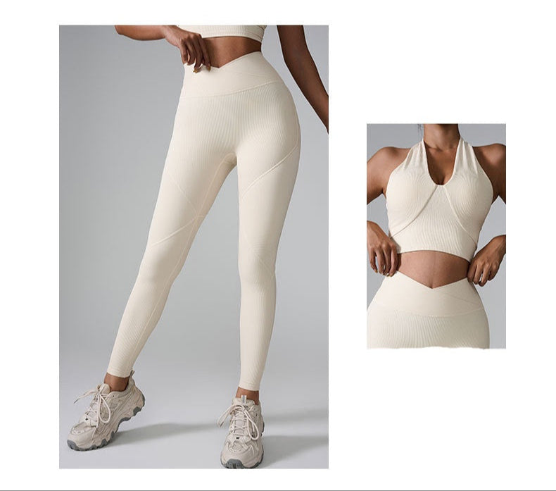 Cardydony Women's Seamless High-Waist Leggings - Ribbed Design for a Flattering Fit