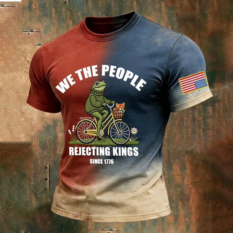 Cardydony Men's Retro We The People Rejecting Kings Since 1776 Print T-shirt