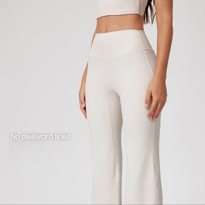 Cardydony Women's Wide-Leg Ribbed Yoga Pants - Effortless Comfort & Style